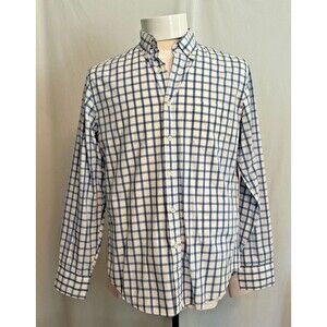 J CREW Men's Button Down Work Shirt - Blue White Windowpane Check - Cott…